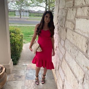 Pink elegant dress with frill bottom